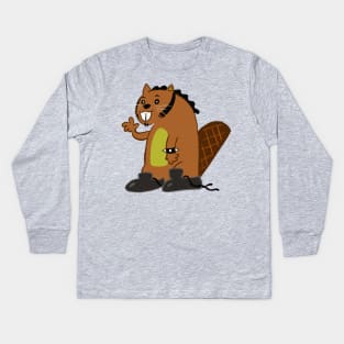 Hipster Beaver Kids Long Sleeve T-Shirt